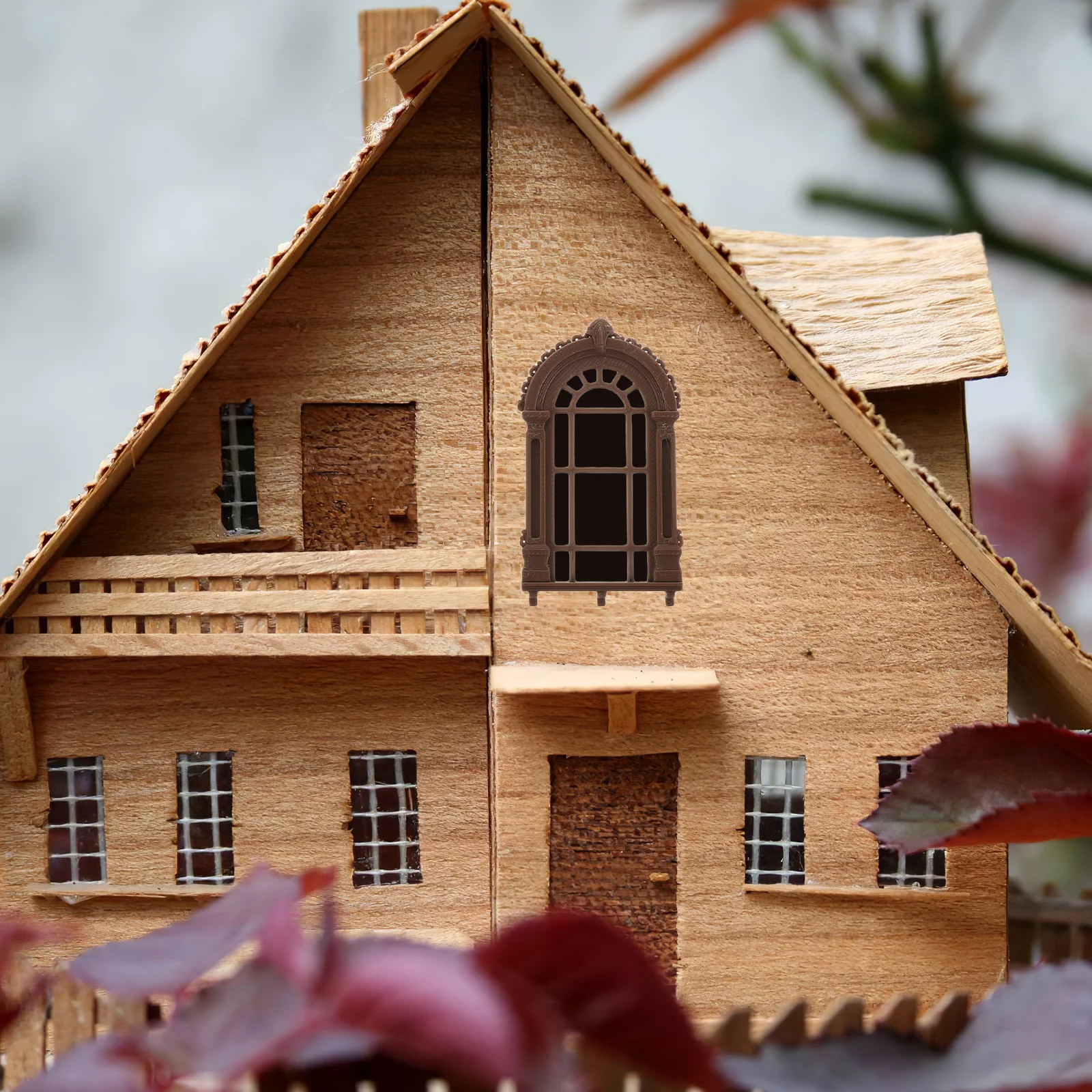 

4Pcs Miniature Dollhouse Window Frames Arch Retro Style European Small Windows for DIY Dollhouse Furniture Decoration Lattice