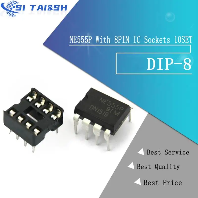20 Stück, (10 Stück) NE555 NE555P IC 555 Timer-Programmier-Oszillator-Chip und 8-polige DIP-Sockel