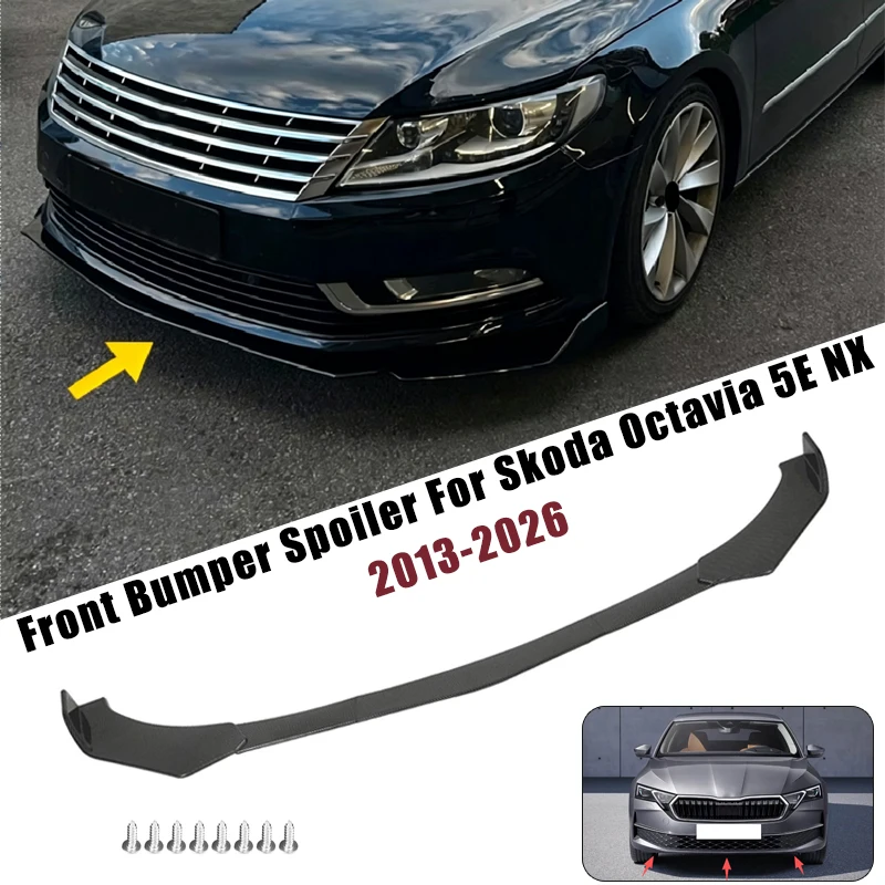 Sport Front Bumper Splitter Spoiler Lip For Skoda Octavia 5E NX 2013-2026 5Pcs Adjustable Sectional Car Exterior Tuning Body Kit