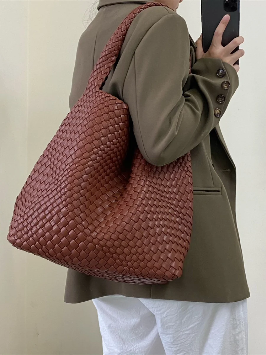 

Handwoven Large Capaci Women's Bag 2024 New Sle Versatile Mother-Child Bag Underarm Bag Briti Sle Casual Single oul...