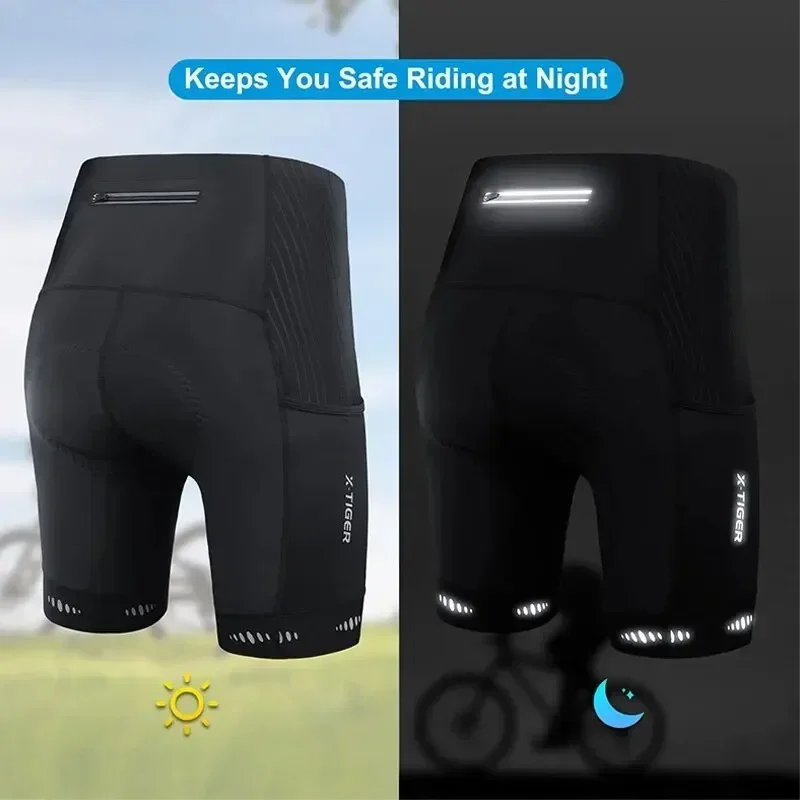 X-TIGER Men Cycling Shorts with Back Pocket Gel Padded Breathable MTB Bike Shorts Mountain Road Biking Riding Half Pants Tights