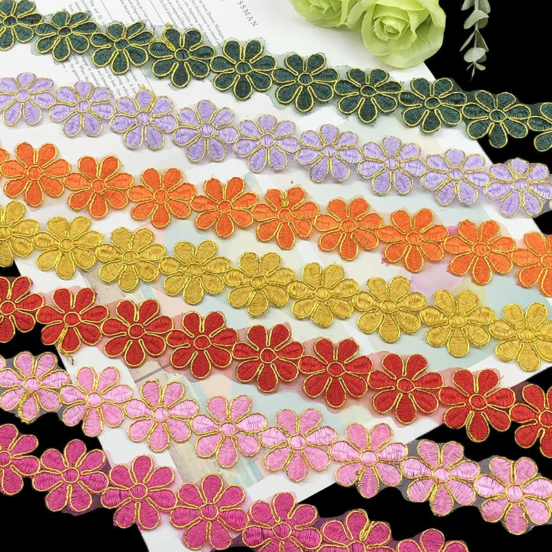 1/4/6 Yards 3D Flowers Lace Trim Colorful Flower Embroidery Lace Ribbon for Dress /Wedding/Bridal DIY Sewing Decoration 4CM Wide