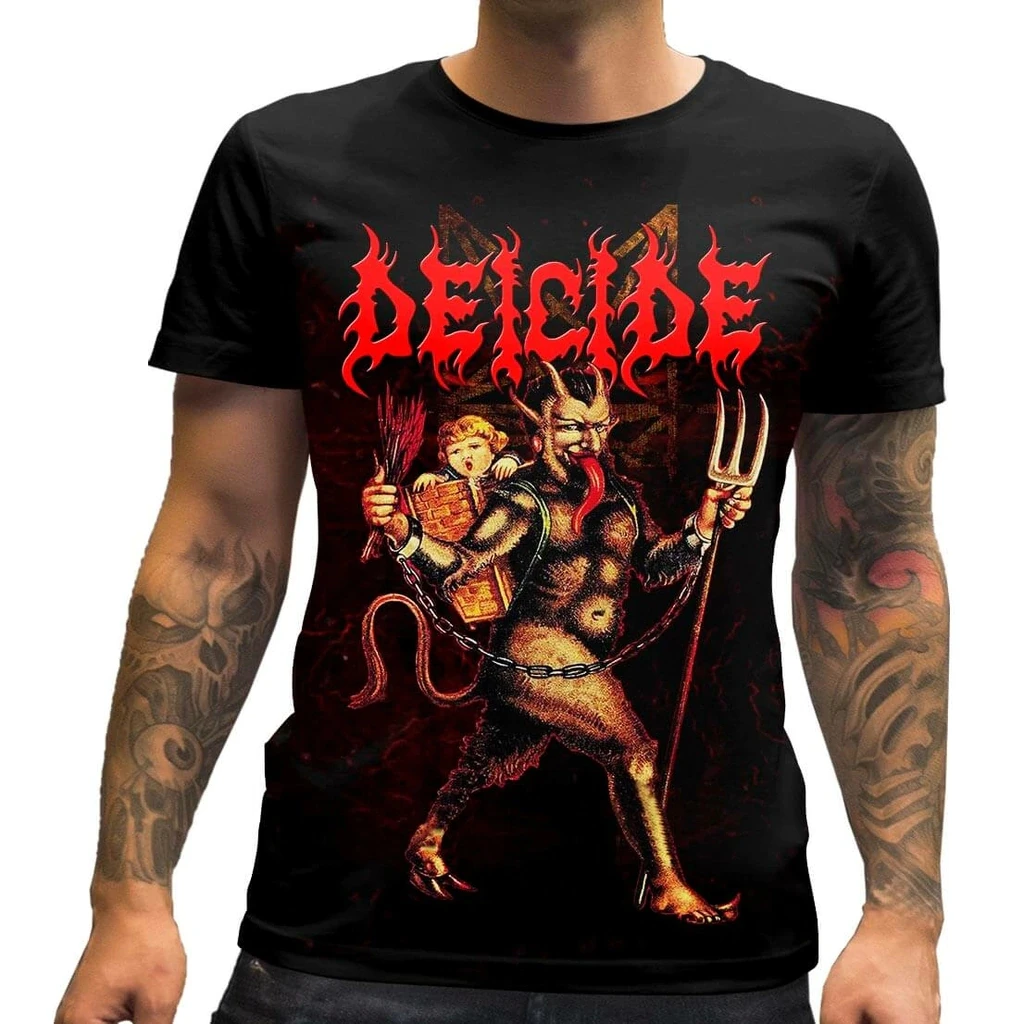 Camiseta de la Gira Global de la Banda de Death Metal Estadounidense Deicide, Camiseta Holgada Informal de Gran Tamaño para Hombre y Mujer, Nueva Camiseta de Moda de Algodón Estilo Harajuku
