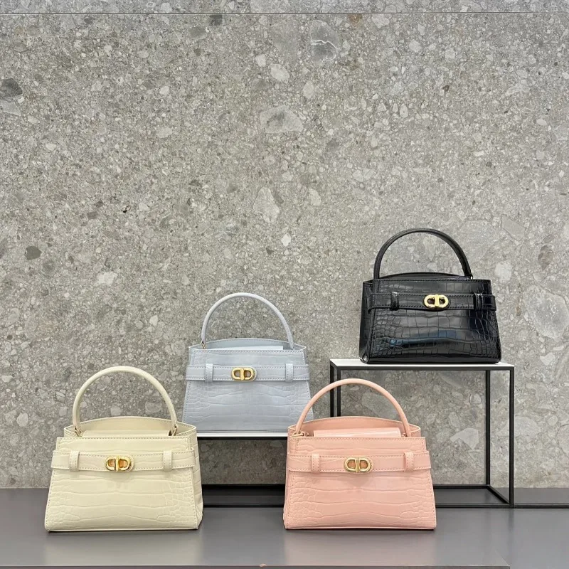 

Small c home Kelly bag crocodile pattern 2025 new commuter portable lock versatile shoulder messenger bag