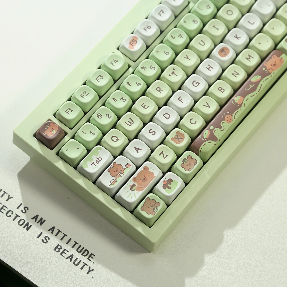 MOAPBT-Capuchons de clavier ronds personnalisés à sublimation thermique, jolis capuchons de clavier, compatibles avec le commutateur MX, dessert, vert, Hi75, 132 touches