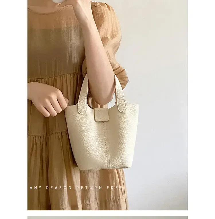 Korean Version Soft Texture One Shoulder Portable Bucket Bag Personalized Small Vegetable Basket Portable Casual Crossbody Bag