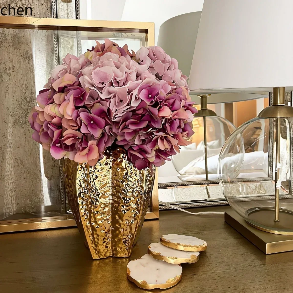 DSAgold ceramic open-mouth vase - perfect for weddings, living rooms, coffee tables, and floral arrangements