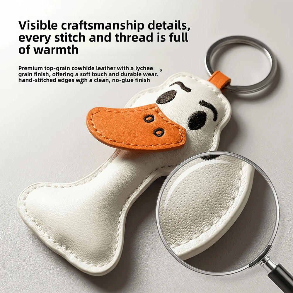 Funky Cool Personalized Duck Leather Keychain, High Quality Bag Decoration, Unique Creative Bag Charm, One-Of-A-Kind Design