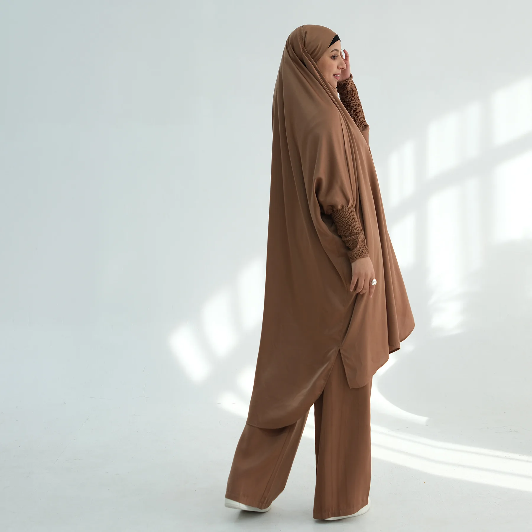 

Eid Women Prayer Garment Dress 2 Piece Set Long Khimar Long Pant Muslim Abaya Dubai Party Dresses Kaftan Robe Longue Vestidos