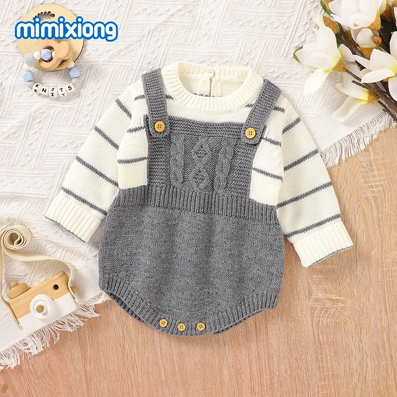 Spring Autumn Baby Bodysuits Long Sleeve Knitted Newborn Boy Girl Clothes Winter Outwear Toddler Infant Onesie Outfits One Piece