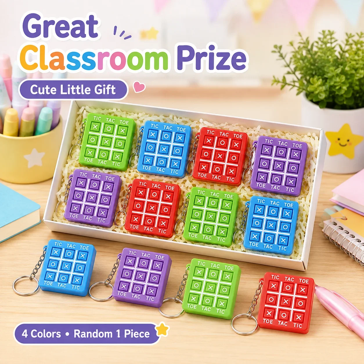 Tic-Tac-Toe XO Desk Game, Cute Interactive Toy for Kids, School Class Prize Gift for Students