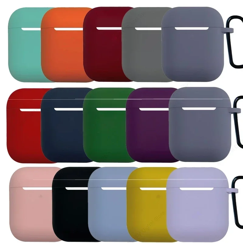 Silicone Cases For Airpods 1/2 Luxury Wireless Earphone Protective Cover Anti-drop Housing For With Hook Headphone Accessories