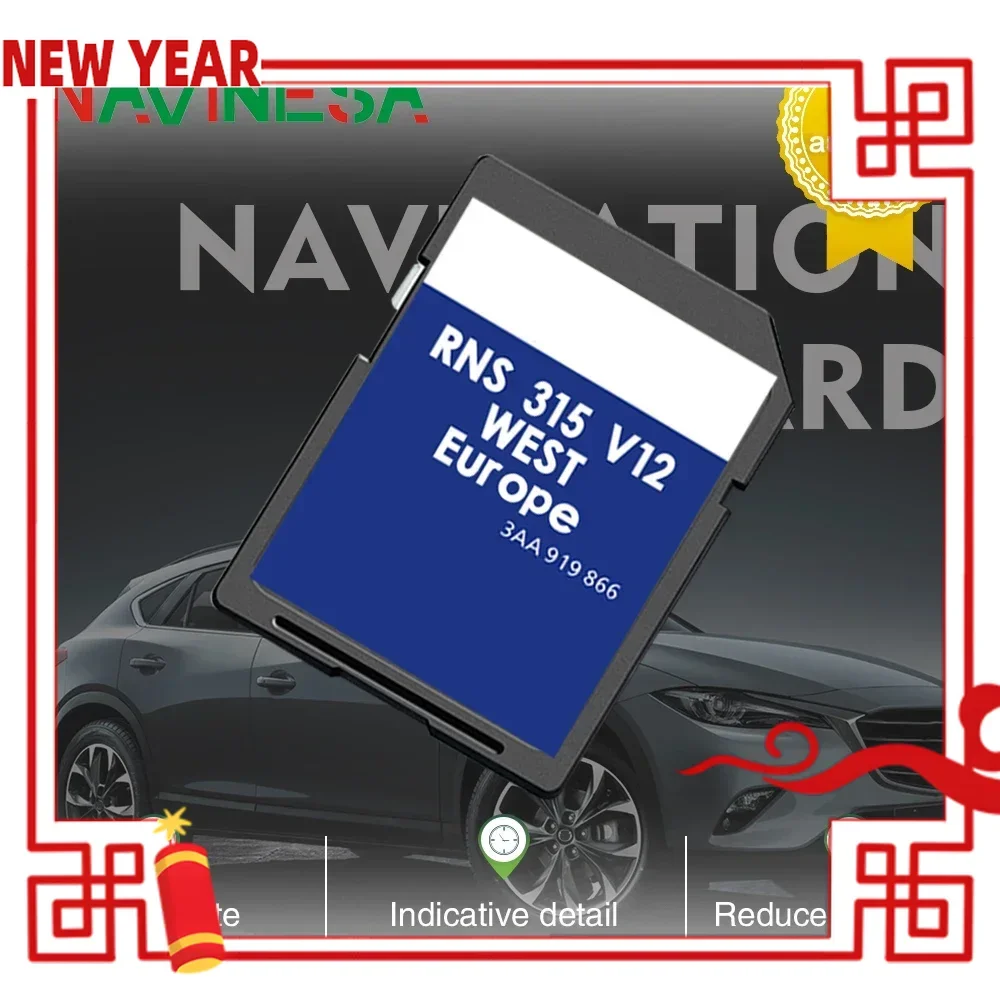 

for Bosch Caddy Cross Kasten (A5)2014-2015 Navigation SD Map Card RNS 315 WEST Cover Europe England Germany Spain