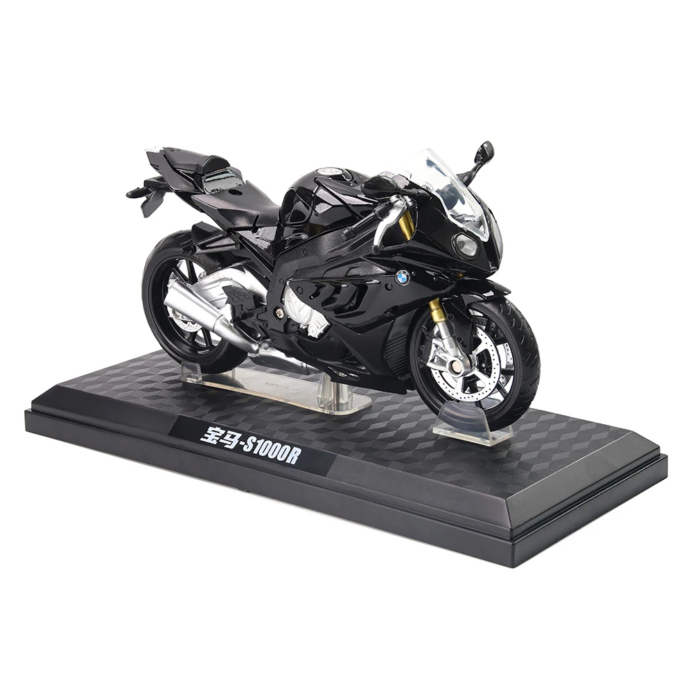 MSZ CCA 1:12 BMW R1250GS S1000R with base alloy die-cast car motorcycle model, toy gift giving, die-cast static motorcycle model