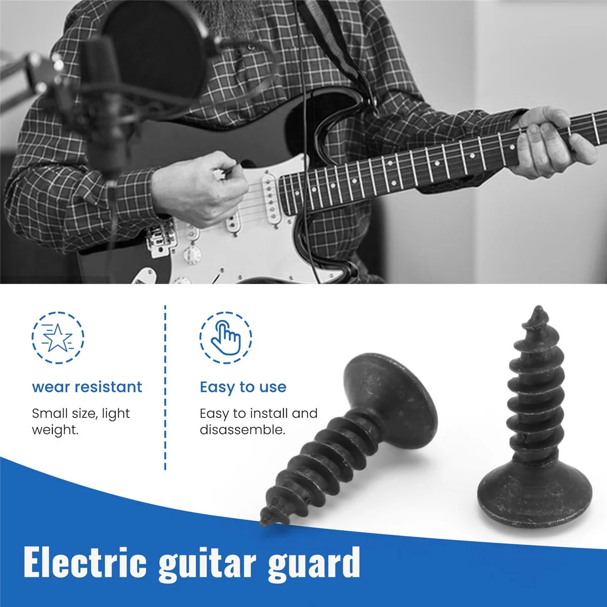 SMIEA 50 tornillos para golpeador de 3 mm para guitarra estilo Fender Strat (negro)