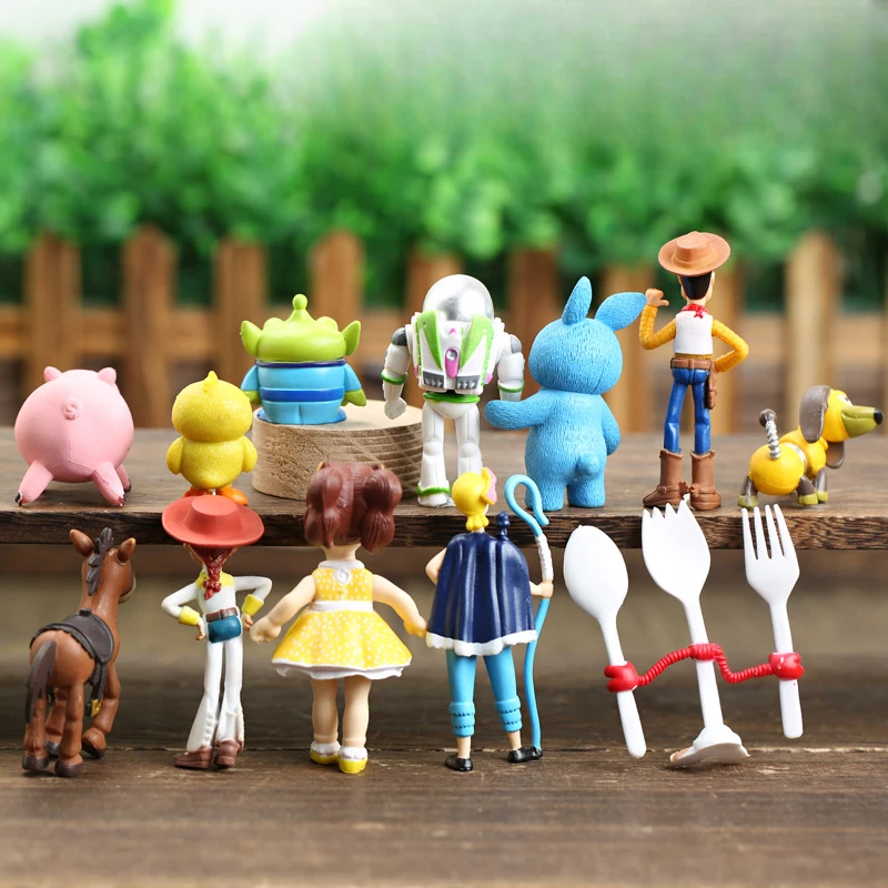 شخصيات ألعاب ديزني من كلوريد البولي فينيل ، وودي ، جيسي ، باز ليير لايت ، بولسي ، موديل ، مجموعة زخرفة سطح المكتب ، هدية عيد ميلاد ، 12 مجموعة