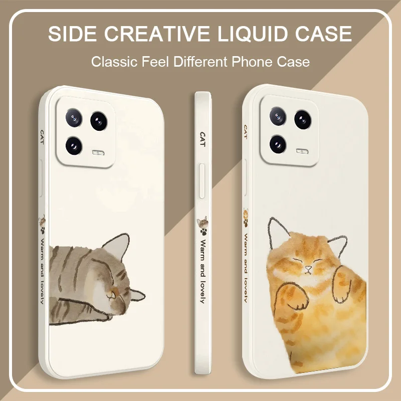 

Lazy Cat Sleeping Phone Case For Xiaomi Mi 15 14 14T 13 13T 12 12X 12T 12S 11 11T 10 10T 9 9T Pro Lite Liquid Silicone Cover
