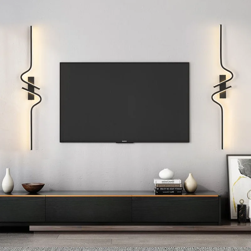 لطيفة الحديثة وحدة إضاءة LED جداريّة مصباح الحد الأدنى غرفة نوم السرير الجدار الشمعدان Led أضواء لغرفة المعيشة أريكة التلفزيون ديكور المنزل حائط الخلفية L