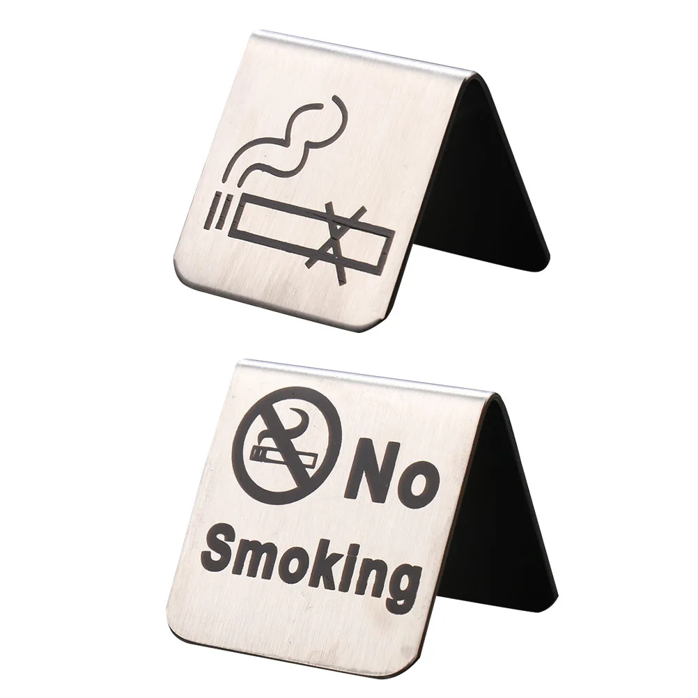 2 قطعة سطح المكتب ممنوع التدخين علامة الفولاذ المقاوم للصدأ غير التدخين الجدول خيمة مزدوجة الوجهين للاستخدام المنزلي مكتب #6