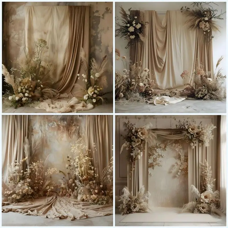 Mehofond التصوير الخلفيات البيج تان بوهو الأزهار جدار الفن الملمس الأمومة الزفاف خلفية الصورة استوديو التصوير الدعائم