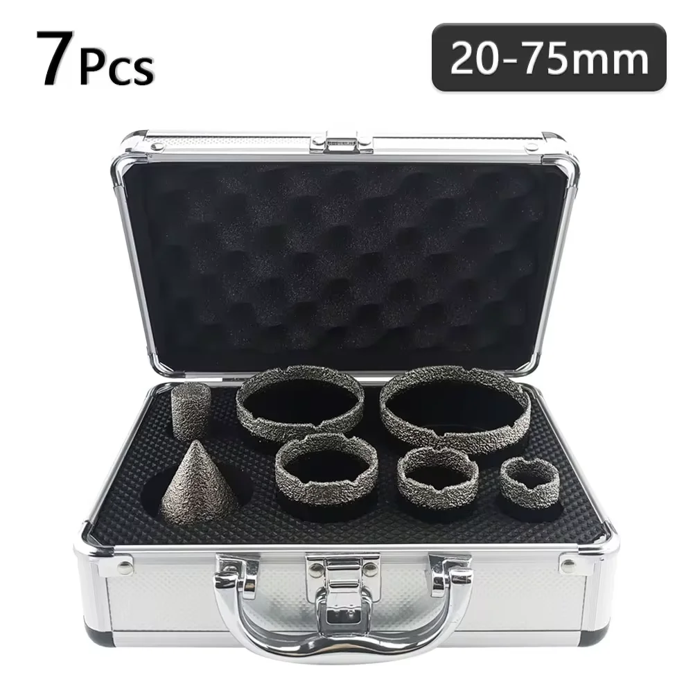 

7Pcs M14 Thread Diamond Dry Drill Bit Vacuum Brazed Drilling Core Bits Set Porcelain Tiles Crowns Granite Marble Hole Saw Tools