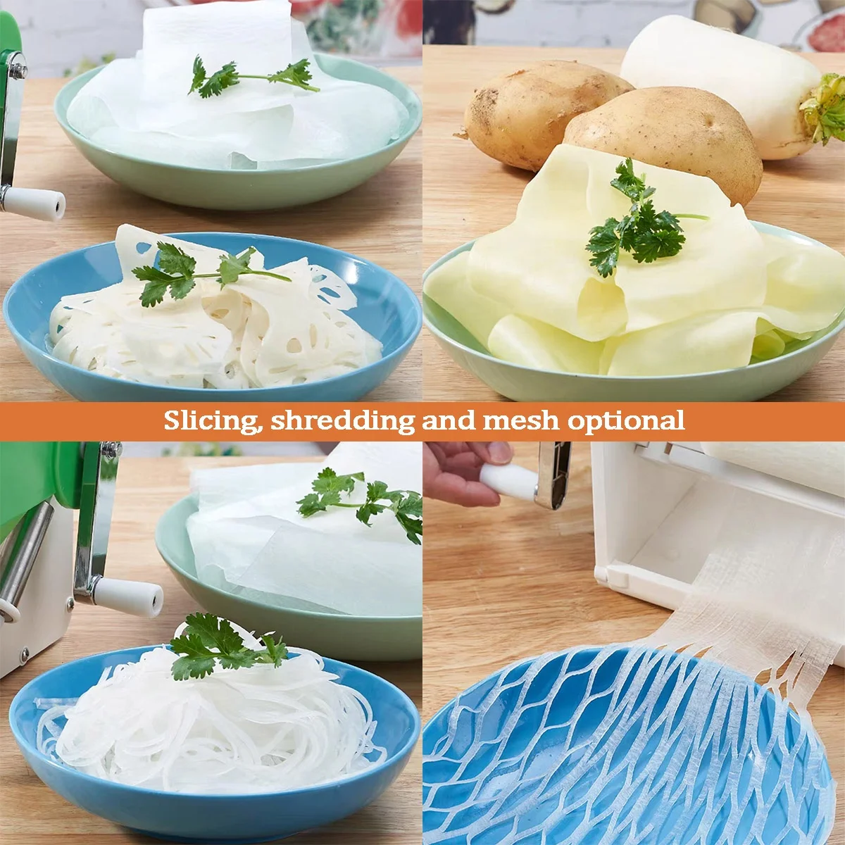 Commercial Restaurant Manual Sliced Lotus Root Radish Potato Slice Strips Spiral Slicer Cutter Machine