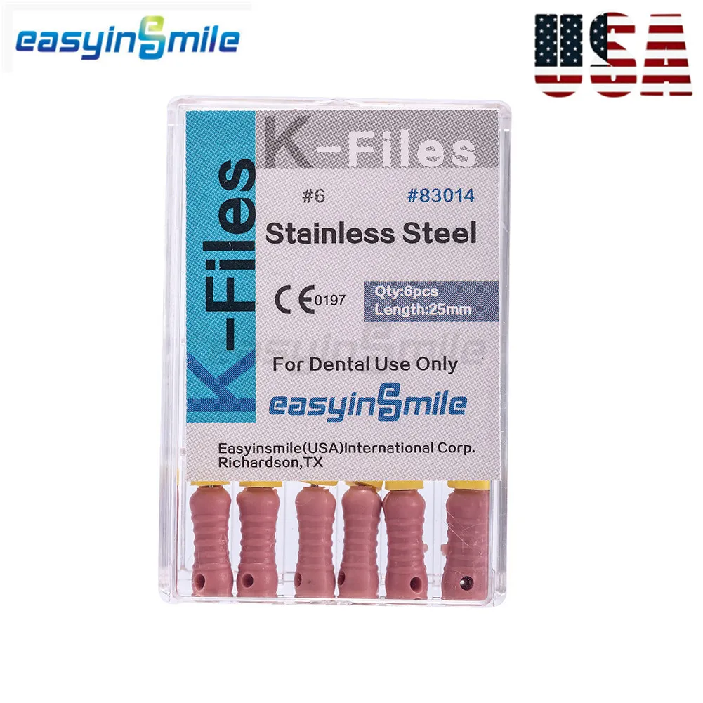 EASYINSMILE-Dental Hand Use K-Files, Aço Inoxidável, Arquivos de Canal Endodôntico, Instrumentos de Laboratório Dental, Ferramentas Dentistas, 25mm,