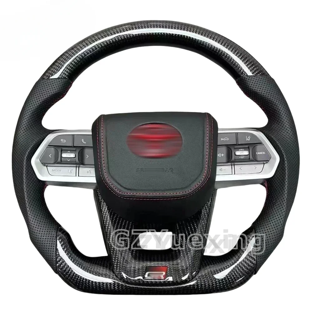 Real Carbon Fibre Sport Racing Steering Wheel with Carbon Button Cover For T a Landcruiser Steering Wheel