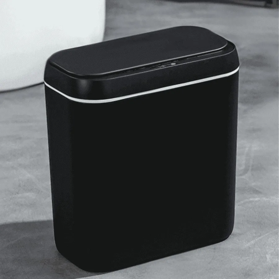 

4.5 Gallon Black Trash Can with Lid, Touchless Automatic Garbage Bin with Silent Close, Motion Sensor Smart Trash Bin for Kitch