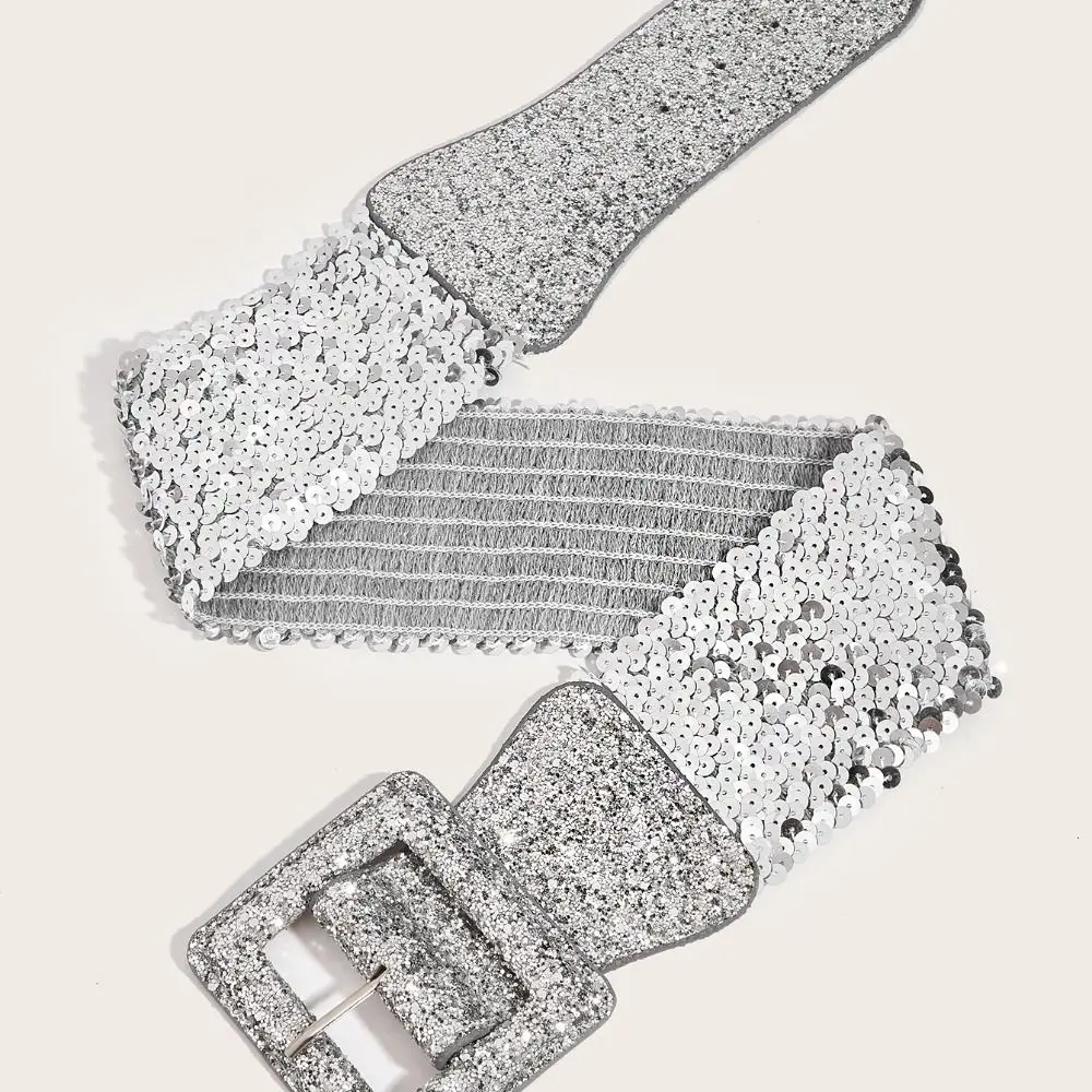 โลหะหัวเข็มขัดสแควร์ Blingbling เลื่อม Cummerbunds เอวปิดเงายืดหยุ่น Cummerbunds ชุดตกแต่ง Coat เข็มขัด