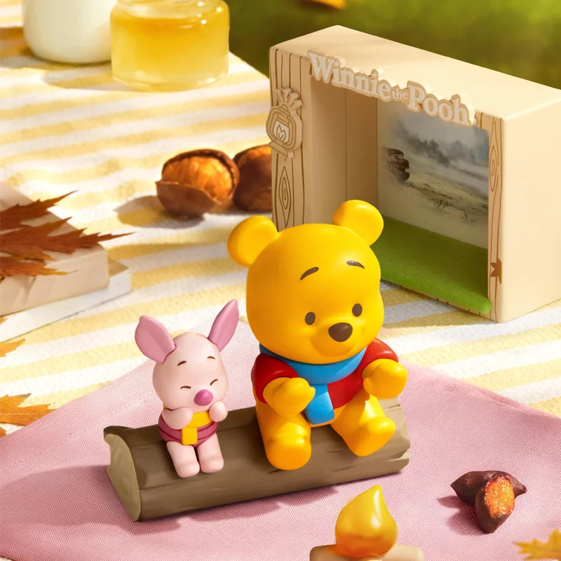 Disney Winnie The Pooh Autumn Outing Scene Series Figure Toy Cartoon Anime Pooh Bear Doll Decoration Ornament Kawaii Toys Gift