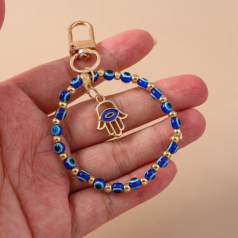 Aihua Boho Türkischer böser Blick Perlen Schlüsselanhänger Schlüsselanhänger für Paar Liebhaber Lucky Blue Eye Bag Airpods Box Autotelefon Lanyard Geschenke – Detail 5