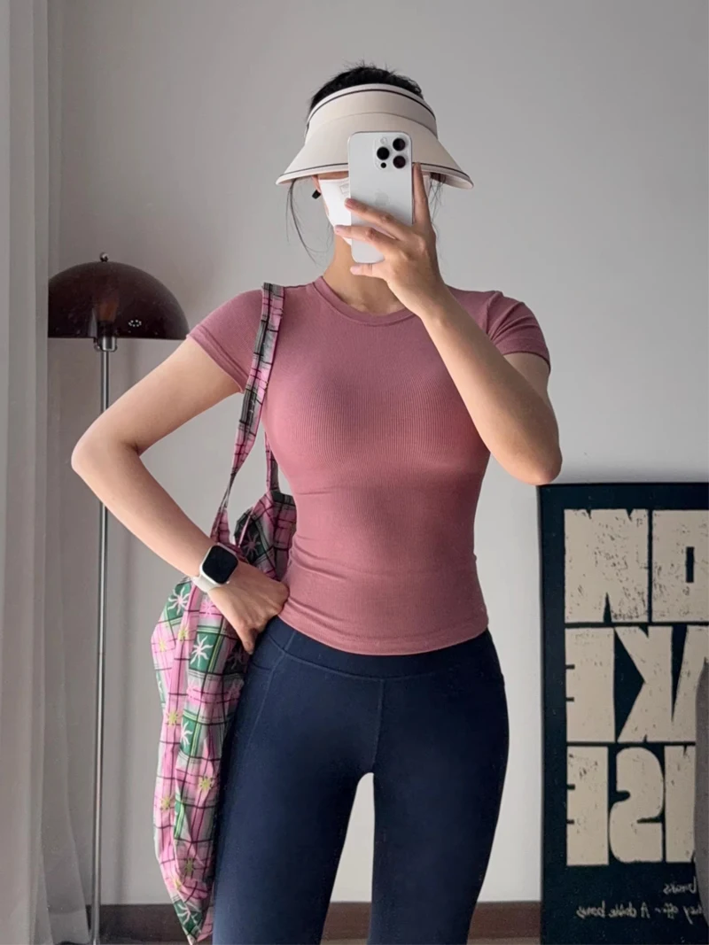 Women's Crew Neck Everyday Fitted Rib Tee Soft Touch Short Sleeved T-shirt 15 Colours
