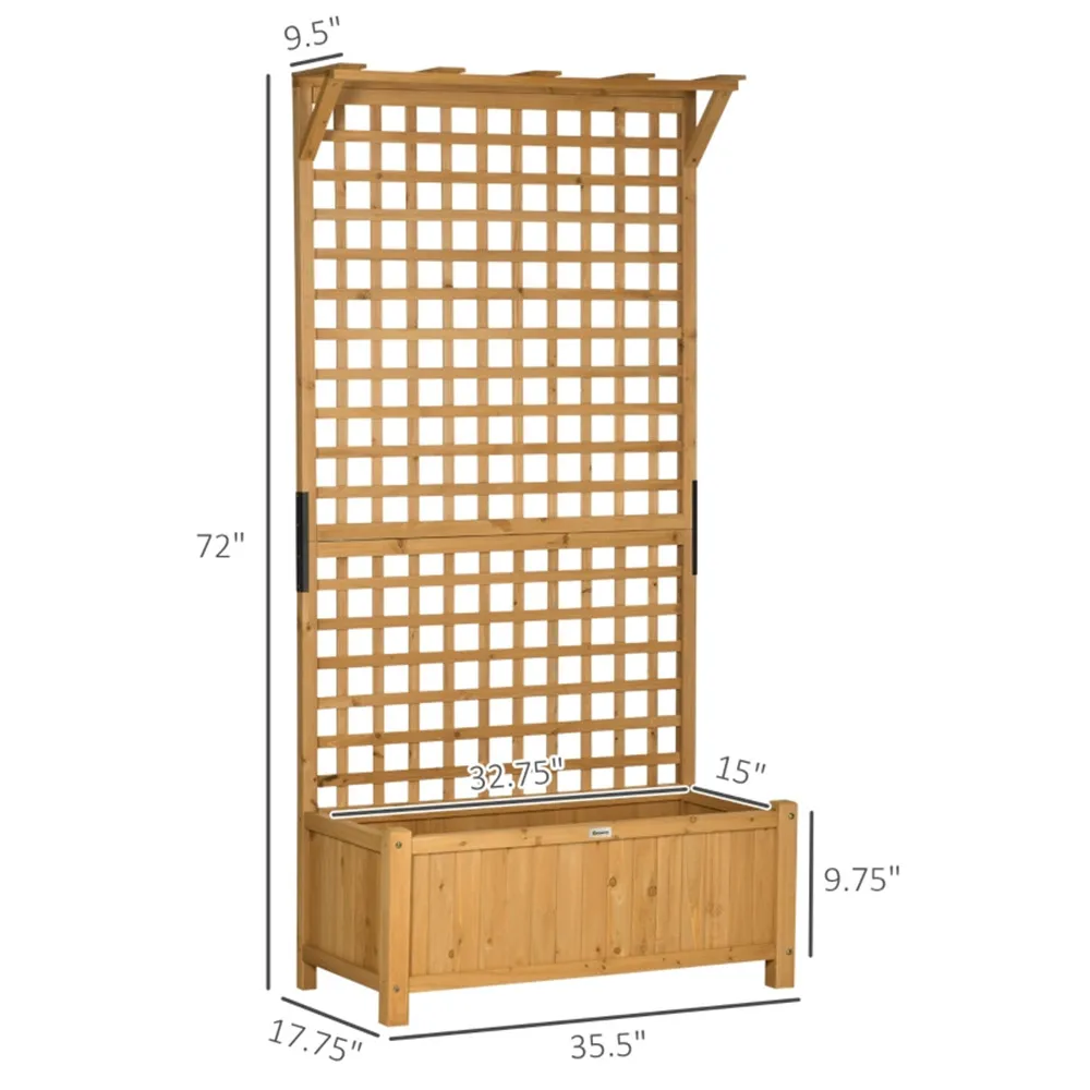 US Stock Wood Planter with Trellis for Vine Climbing-Yellow 35.5