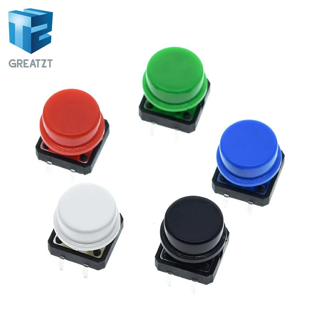 25PCS Tactile Push Button Switch Momentary 12*12*7.3MM Micro switch button + 25PCS Tact Cap(5 colors)