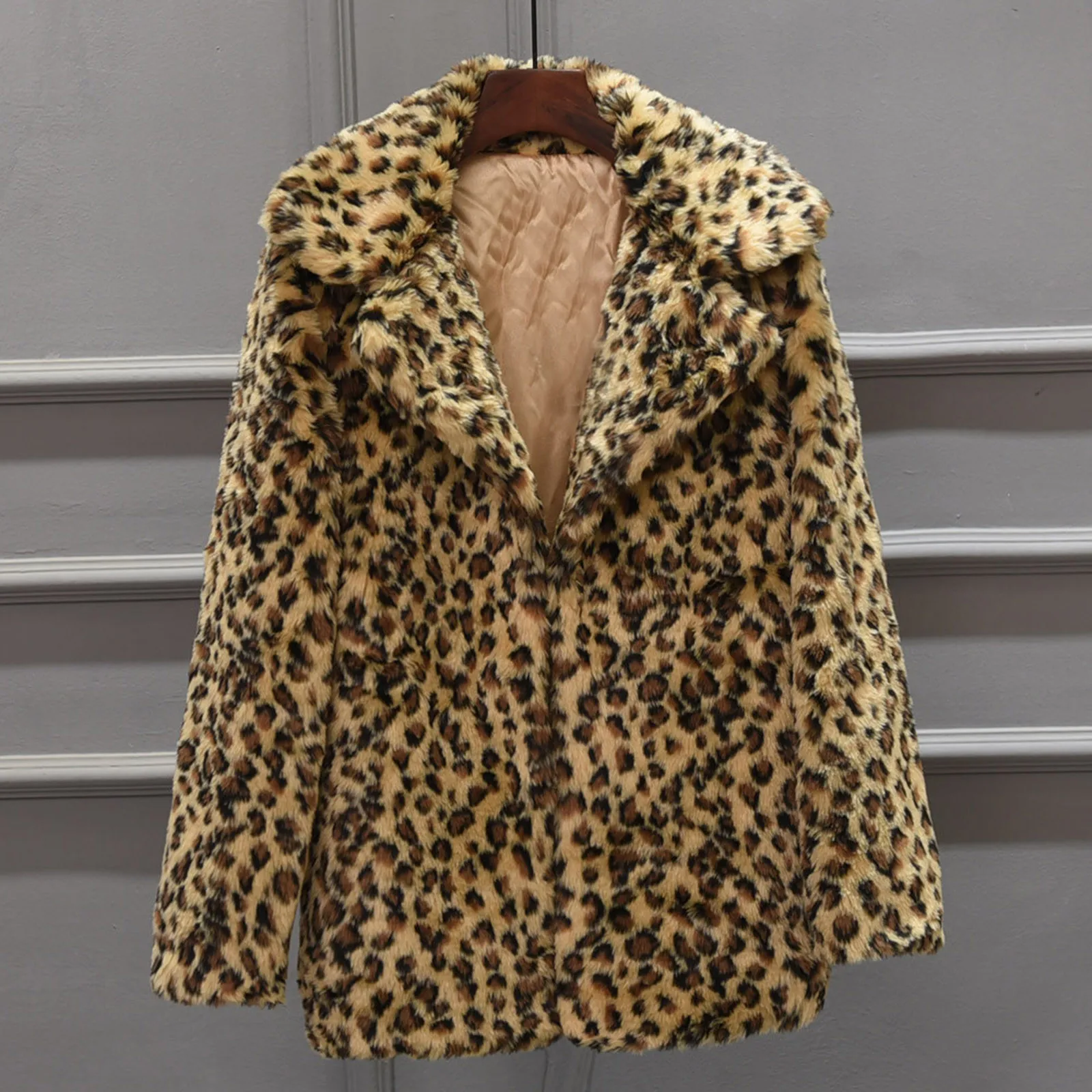 Leopard Print Jacket Oversize Thicken Plus Fleece Outwear Coats 2023 Fall Winter New Street Lapel Women\'s Warm Cardigan Jackets