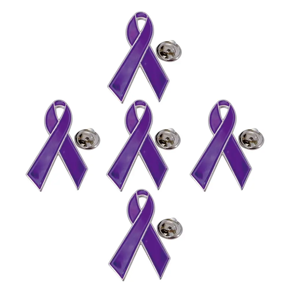 Broche de sensibilisation à la Violence domestique, 5/10/50/100 pièces, ruban violet, broche de sensibilisation au Cancer, alzheimer, épilepsie, Lupus