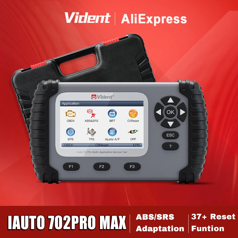 Vident IAuto702Pro MAX Full System Car Diagnostic Tools Key Programmer OBD2 Scanner Auto VIN Active Test 34 Resets