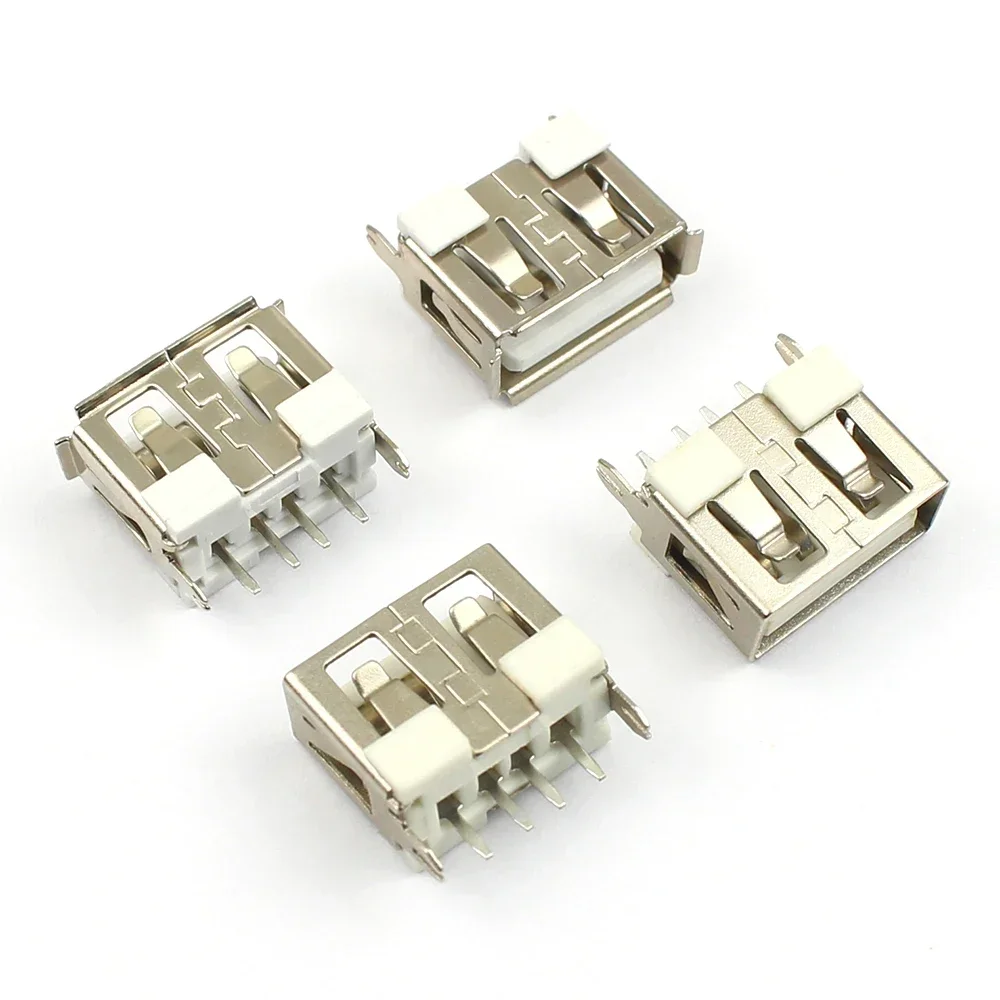 50PCS USB 2.0 4 Pin 4P DIP Type A AF Female PCB Connector 180 Degree Socket Jack Plug Connector DIY