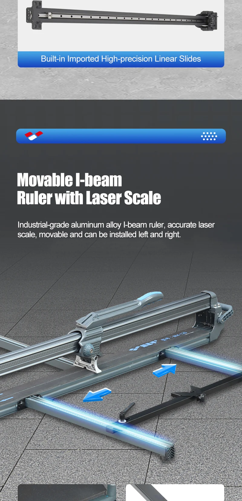 Neuer Manueller Fliesenschneider 1200mm mit Infrarot-Laserpositionierung, Bodenschneider mit Schiebemesser, Professionelles Handwerkzeug zum Fliesenschneiden – Detail 8