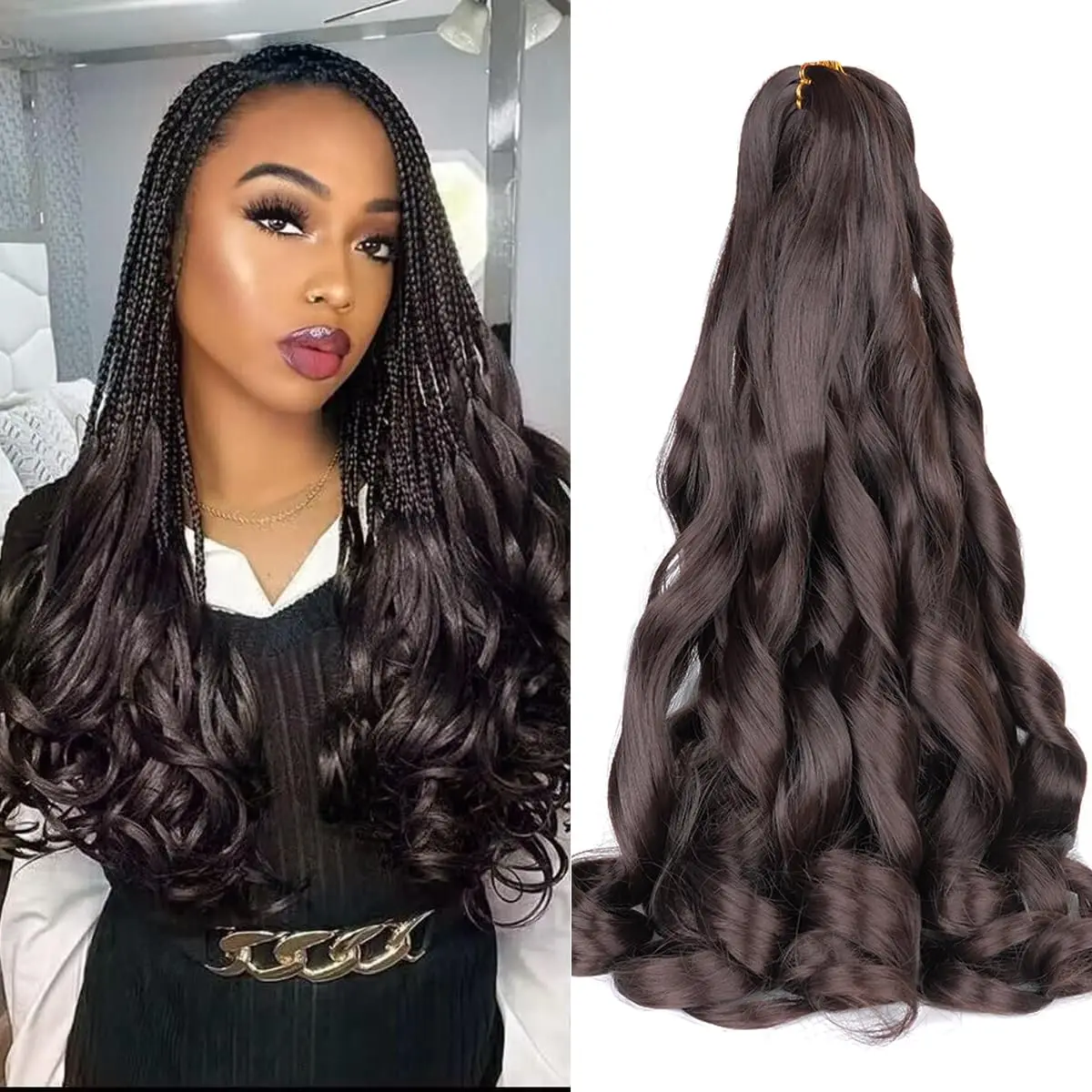 Pre Stretched French Curls Hair Spiral Curls Braiding Hair Synthetic Loose Wave Crochet Braids Hair Extensions