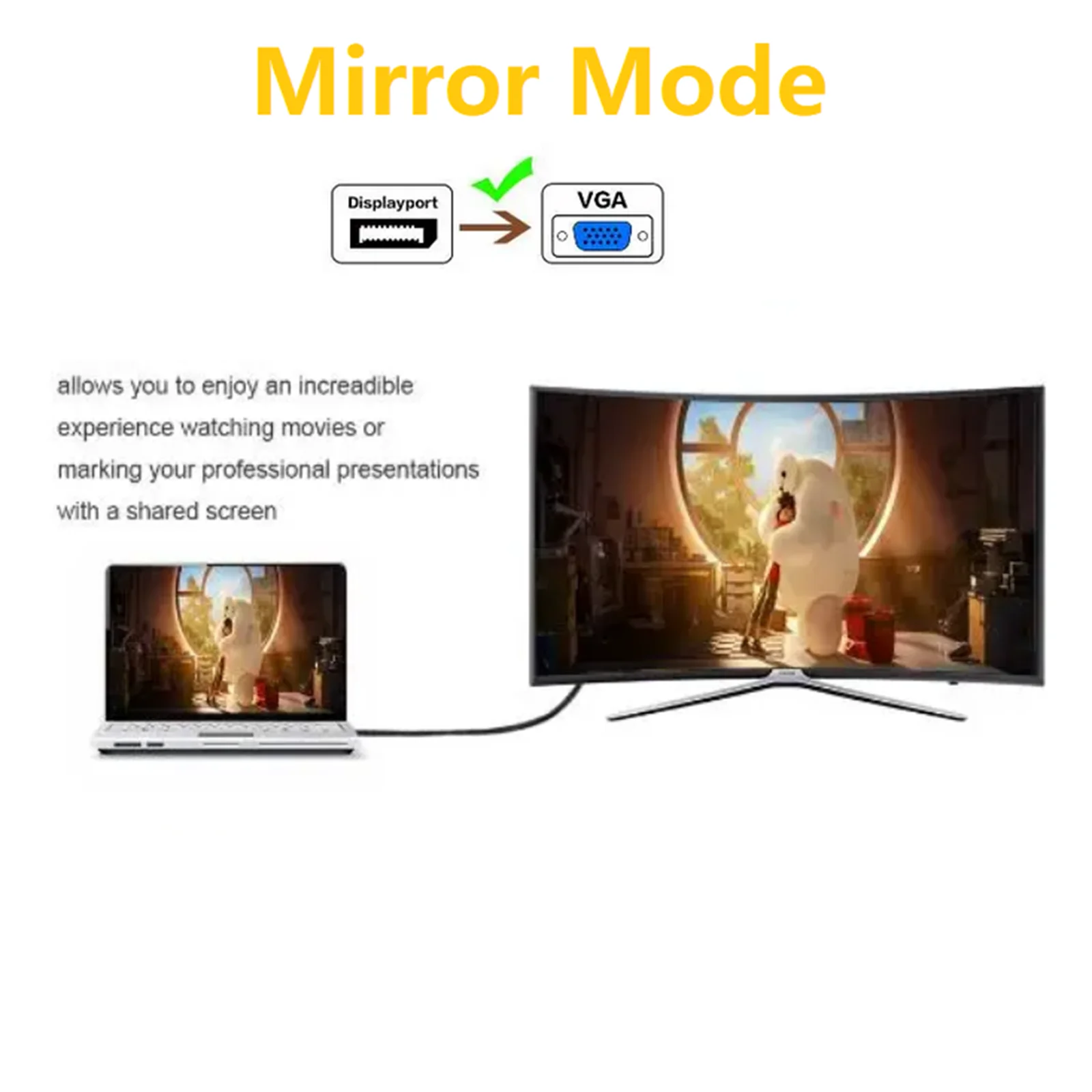 DP to VGA Adapter Cable 20cm 1080P DisplayPort Male to VGA Female Converter Adapter For TV Laptop Computer Projector Accessories
