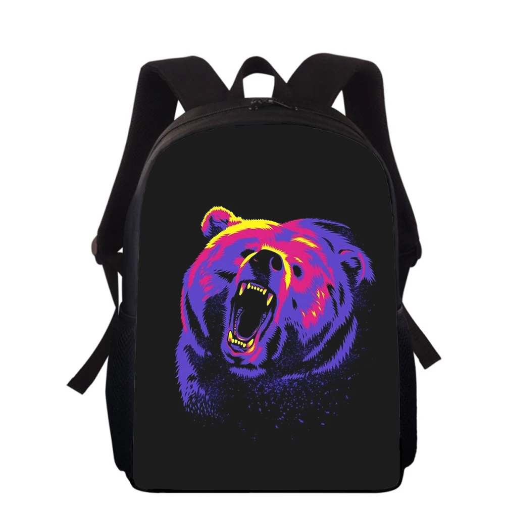 Sac à dos ours de personnalité féroce pour enfants, impression 3D, sacs d'école primaire pour garçons et filles, sac à dos pour étudiants, sacs de livre scolaire, 16 po