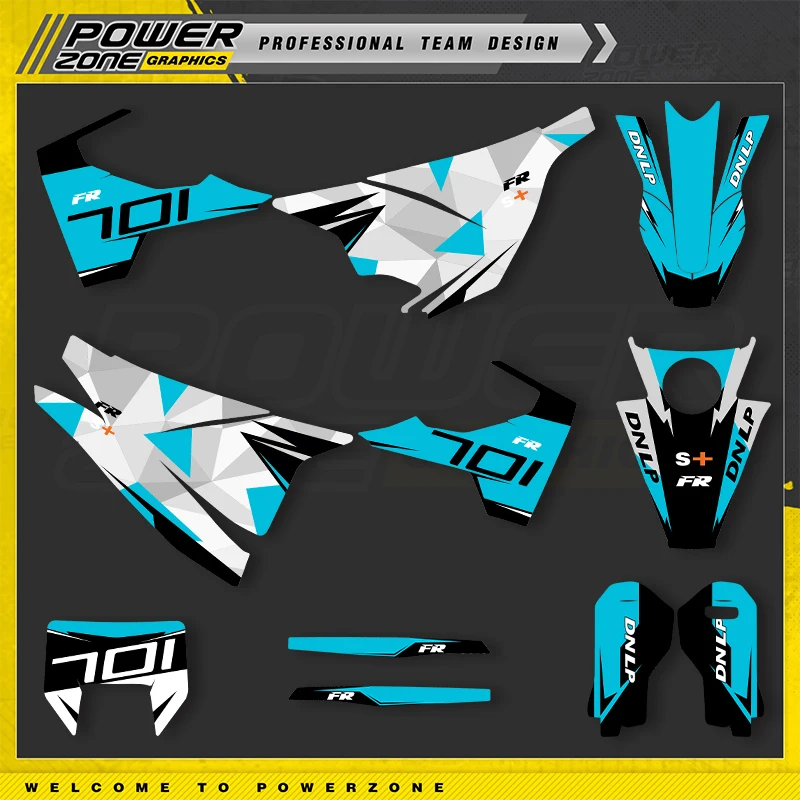 مجموعة ملصقات رسومات الفريق المخصص من PowerZone لـ Husqvarna Decal 15-20 701 SUPERMOTO ENDURO 2015-2017 2018 2019 2020 07 #3