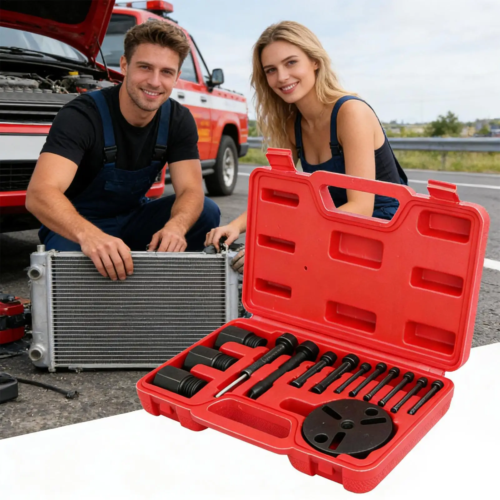 

AC Clutch Puller Disassembly Kit For Car Air Conditioning AC Clutch Maintenance Tool For Garage Workshop Outdoor Mechanics