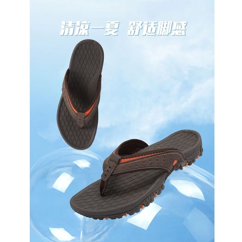 

Summer Flip-flops Men's Beach Slippers Plus Size 46 Non slip Shock Absorption Water Shoes Rubber Sole calzado hombre