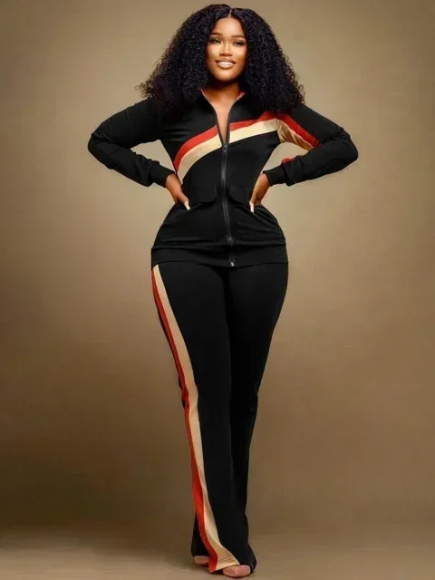 Conjunto de treino de duas peças para mulheres, jaqueta com zíper, tops, roupas de jogging vintage, streetwear Y2K, conjunto outono e inverno