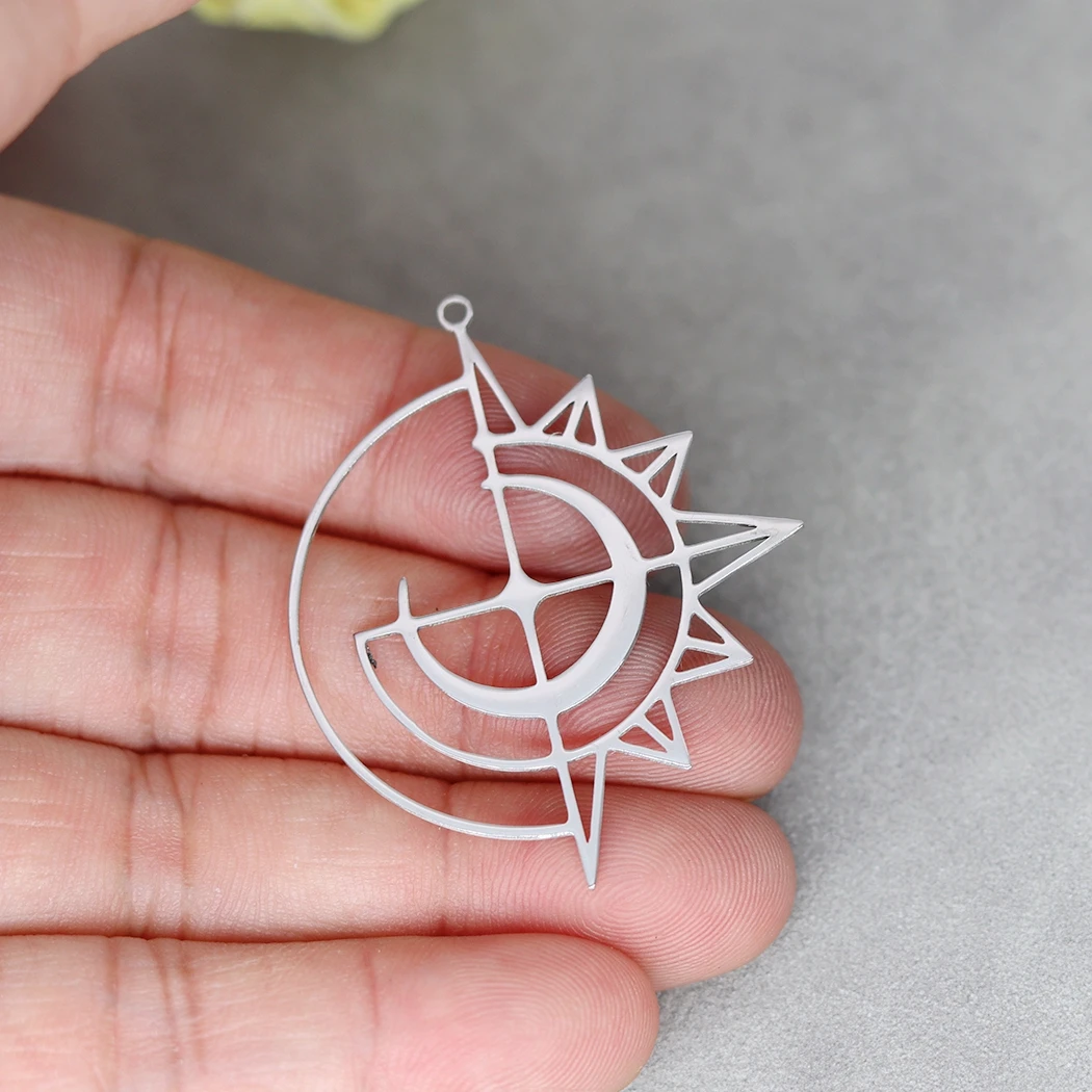 3pcs Gothic Sun Planet Moon Charms Accessories DIY Craft Tassels Earrings Necklace for Jewelry Making Stainless Steel Pendant