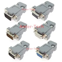 DB-9 DB9 RS232, conector macho y hembra con conector d-sub de 9 pines, PCB, carcasa protectora