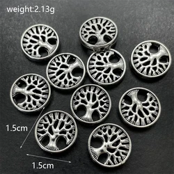 Tibetan Silver Tree of Life Yoga Pattern Perforated Spacer Bead DIY Charm Making Jewelry Necklace Connector Accessories